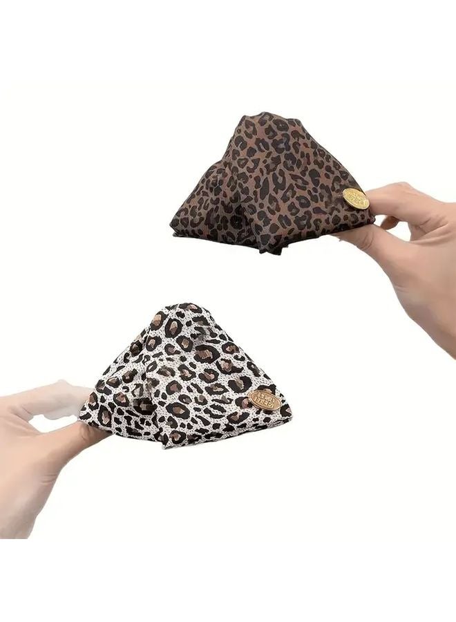 Brown Leopard Print Vintage Large Triangle Hair Claw Clip Elegant Updo Hair Accessory - Image 2